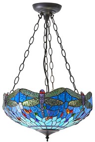Endon 64075 - Lustru Tiffany DRAGONFLY suspendat pe lanț, 3xE27/60W/230V, Ø 41 cm