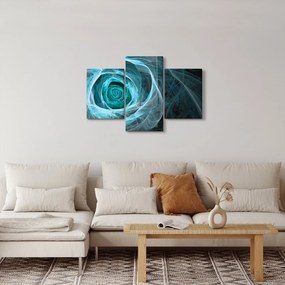Tablou - Abstract trandafir albastru cu fundal negru (90x60 cm)