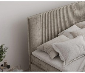 Pat boxspring maro deschis cu spațiu de depozitare 160x200 cm Bergamo – Maison de Rêve