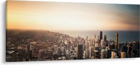 Tablou apusului de soare deasupa orașului (120x50 cm)
