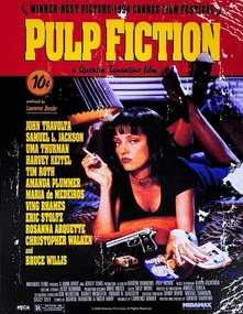 Placă metalică Pulp Fiction - Uma on Bed