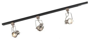 Sistem de șine cu 3 spoturi monofazate negru cu oțel - Suplux