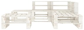 Set mobilier de gradina din paleti, 6 piese, alb, lemn Alb, 1