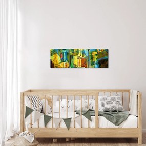 Tablou - Arhitectură, abstractizare cubistă (cu ceas) (90x30 cm)