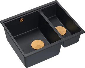 Chiuveta compozit sub blat Quadron Logan 150 negru carbon - cupru 56x46 cm