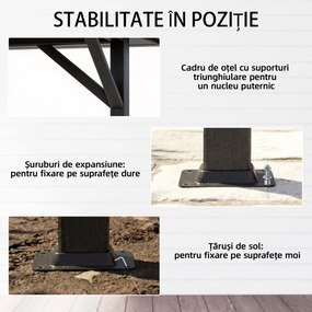 Outsunny Pavilion de Grădină 3,8x3 m cu Perdele, Plasă de Țânțari, Cârlige, Pavilion de Exterior cu Acoperiș Dublu, Orificii de Drenaj, Structură Metalică, pentru Grădină, Terasă, Petreceri, UV30+, Gri Închis | Aosom Romania