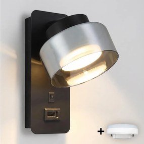 Brilagi-LED Lampă LED RGB cu dimmer și USB AURA LUX 1xGX53/14W/230V Wi-Fi Tuya negru/fumuriu