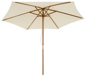 Outsunny Umbrelă de Soare pentru Grădină cu Suport din Lemn, Design Elegant, 2.5x2.3m, Crem, Protecție UV | Aosom Romania