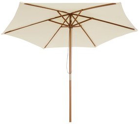 Outsunny  Umbrelă Soare pentru Extern cu Suport din Lemn pentru Extern şi pentru Grădină 2.5X2.5M Crem