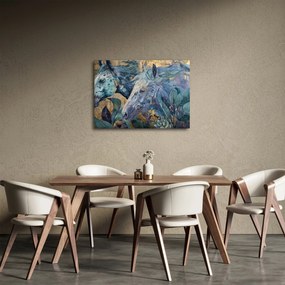 Tablou - Cai cu fundal auriu (70x50 cm)