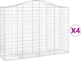 vidaXL Coșuri gabion arcuite 4 buc, 200x50x140/160 cm, fier galvanizat