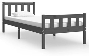810646 vidaXL Cadru de pat single, gri, 90x190 cm, lemn masiv