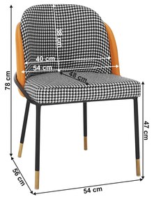 Scaun de luat masa, model alb-negru / piele ecologică camel, KIRNA