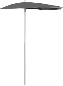vidaXL Umbrelă de grădină cu stâlp, antracit, 180x90 cm, semirotundă