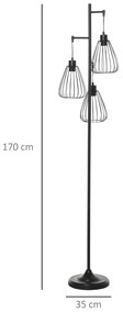 Lampa de podea Design Vintage Industrial din metal negru, lampa de podea moderna Ф35 x 170 cm HOMCOM | Aosom RO