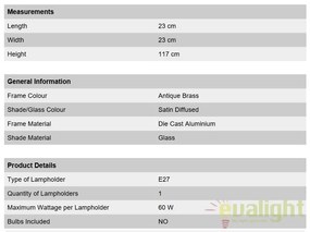Stalp exterior stil clasic IP23 H115cm Aiko AL 11-1140/1 Patina OR