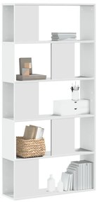 vidaXL Bibliotecă cu 5 niveluri, alb 80,5x23,5x162,5 cm lemn prelucrat