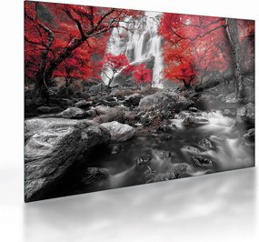 Tablou pe sticlă - Cascade în peisajul de toamnă (70x50 cm)