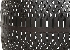 Măsuță laterală din metal perforat cu blat din lemn masiv de mango, 58×58×55 cm, „Malla"
