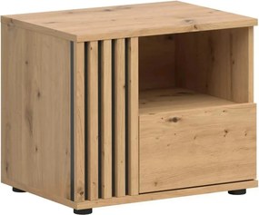 Noptiera VABRES, stejar artisan/negru mat, PAL melaminat, pe partea st