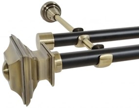 Galerie dubla fara inele duo VERDI 19/19 mm negru aur antic (Alege marime: 120 cm)