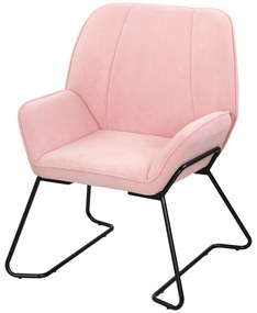 HOMCOM Fotoliu de Lounge cu Scaun Larg și Capitonat Tapitat în Catifea Picioruse de Metal Fotoliu pentru Living Roz | Aosom Romania