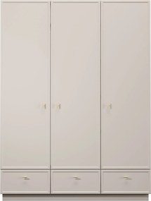 Dulap Lorini 150 cm cu rafturi - cașmir / mânere aurii T-bar