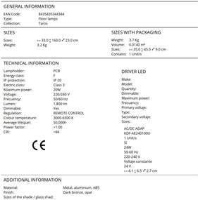 Lampa LED de podea cu telecomanda Taros
