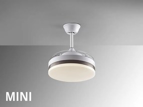 Lustra LED cu Ventilator si telecomanda, lame retractabile Mini Vento alb/bronz