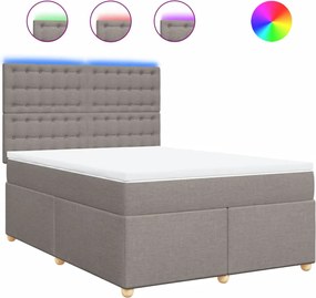 vidaXL Pat box spring cu saltea, gri taupe, 140x200 cm, textil