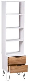 321143 vidaXL Bibliotecă New York, alb și natural, lemn masiv de pin