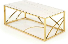 Masuta cafea UNIVERSE 3, alb/auriu, ceramica/metal, 120x60x40 cm