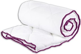 Set Alcam perna microfibra 50x70 cm si pilota matlasata 140x200 cm, Alb/Mov