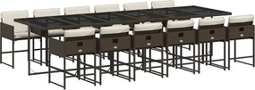 vidaXL Set mobilier de grădină, 13 piese, maro, cu perne, poliratan
