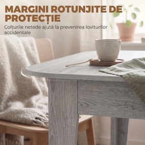 HOMCOM Masă Ovală Extensibilă pentru Dining, 140-180 cm, Gri Efect Lemn | Aosom Romania