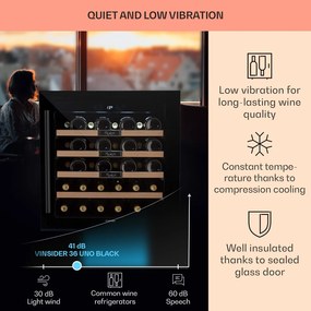 Klarstein Vinsider 36 Built-In Uno, frigider pentru vin încorporat, 36 sticle, 92 litri, oțel inoxidabil
