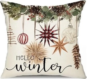 Fata de perna de Craciun BOHO WINTER 45x45 cm, crem