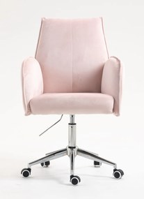 HR280K Scaun Roz din Catifea cu Bază Cromata