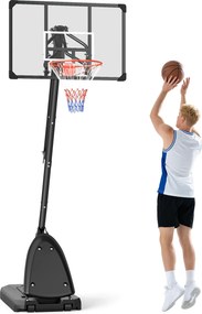 SPORTNOW Cos si suport de baschet reglabil pe inaltime cu panou robust si baza ponderata, portabil pe roti, 2,4-2,9 m | Aosom Romania