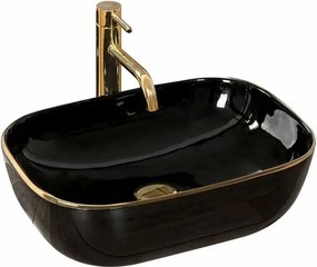 Lavoar negru/auriu pe blat Rea Belinda Black Gold 46,5 cm