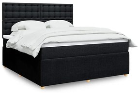 vidaXL Pat box spring cu saltea, negru, 180x200 cm, catifea