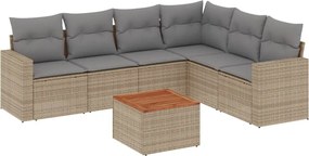 vidaXL Set canapele de grădină, 7 piese, cu perne, bej, poliratan