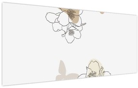 Tablou - Flori bej cu fluture N⁰2 (120x50 cm)