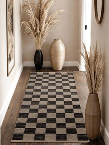 Covor tip traversă negru/crem reversibil/țesut manual din amestec de iută 80x200 cm Rex – Hanse Home