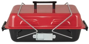 Grаtar pe cаrbuni Muhler 1003818, 40.5x26 cm, Cu capac, Gril galvanizat, Compact pentru calatorii, Rosu/Negru
