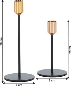 Set două sfeşnice, negru/auriu, ARLOB