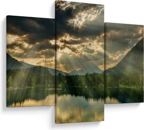 Tablou cu lac și soarele translucid (90x60 cm)