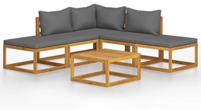 3098663 vidaXL Set mobilier de grădină cu perne, 6 piese, lemn masiv de acacia