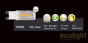 Bec LED G9 clar dimabil 3 Watt 280lm 3000K 10483 GL