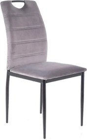 Scaun RIP, gri/negru, stofa catifelata/metal, 44x38x92 cm